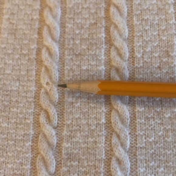 SCARF . Soft 3 colors - light lavender, tan, cream w imperfections 75" L X 24" W - Picture 8 of 13